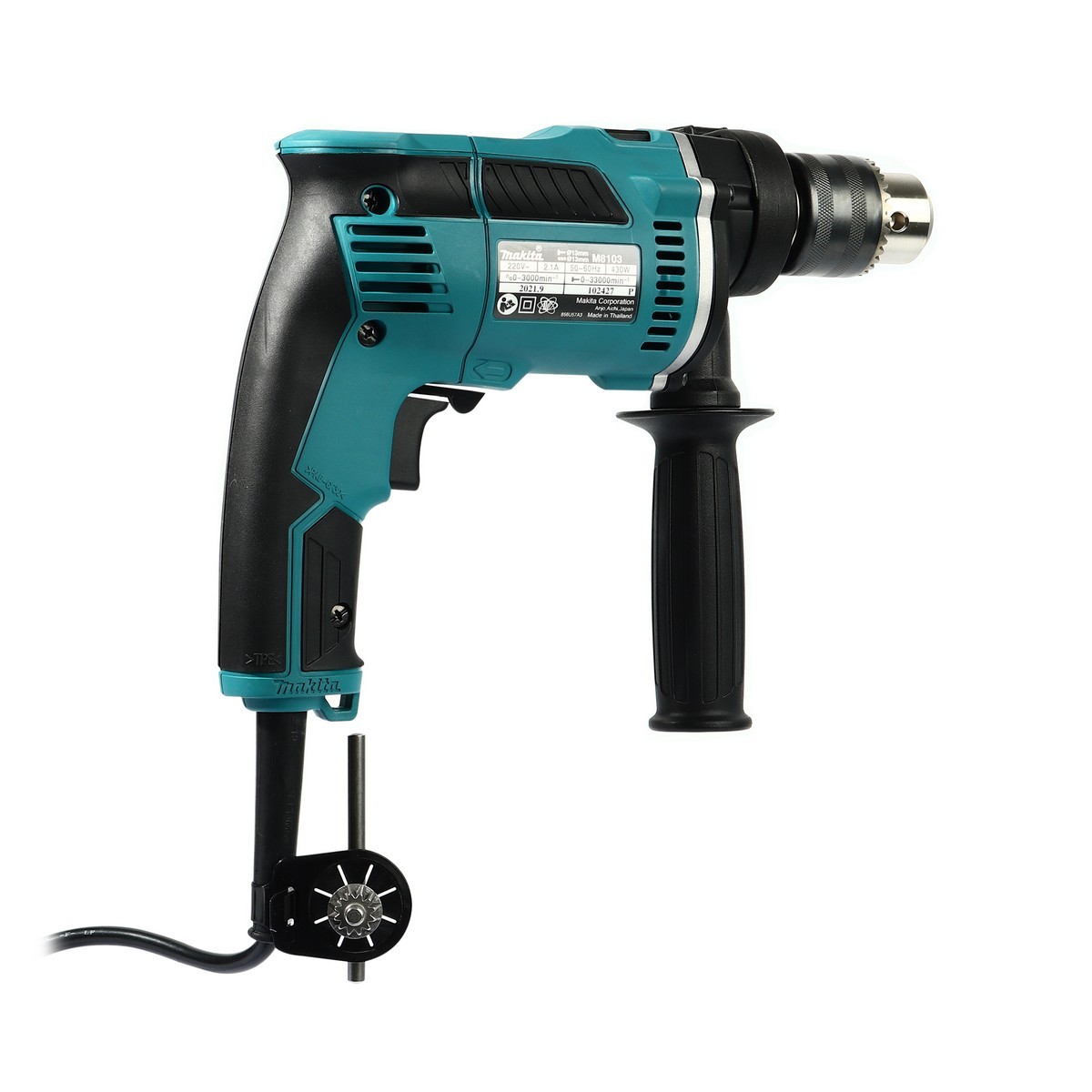 MAKITA สว่านกระแทกไฟฟ้า กำลังไฟ 430 วัตต์ รุ่น M8103KX5B ขนาด 13 มม. (1/2 นิ้ว) ความเร็วรอบตัวเปล่า 0 - 3,000 รอบ/นาที (มากีต้า) รูปที่ 4