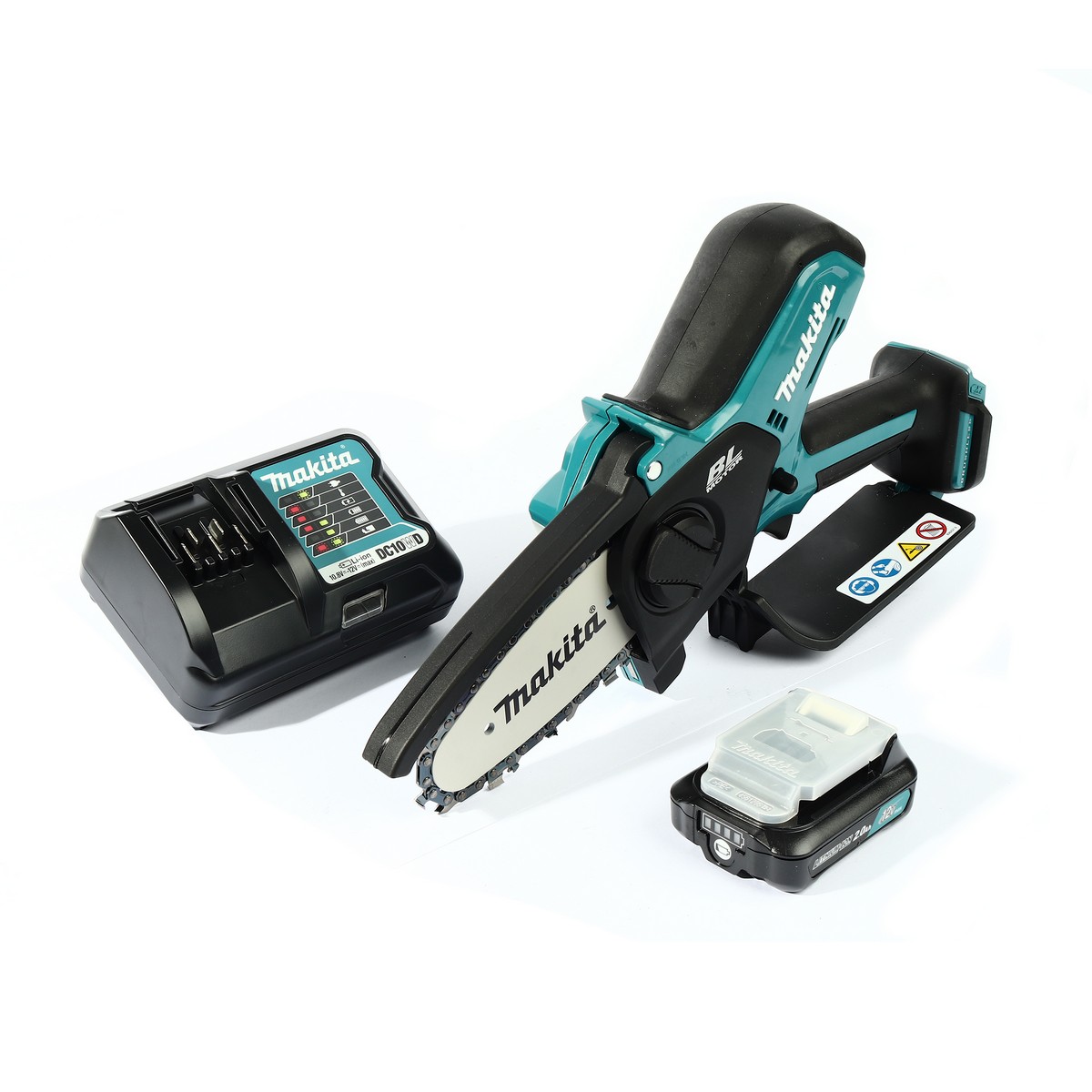 MAKITA เลื่อยโซ่ไร้สาย 12 โวลต์ รุ่น UC100DWA ความยาวบาร์ 4 นิ้ว (รวมแบตเตอรี่-แท่นชาร์จ) ความจุถังน้ำมันโซ่ 55 มิลลิลิตร (มากีต้า) ราคา ฿6,963