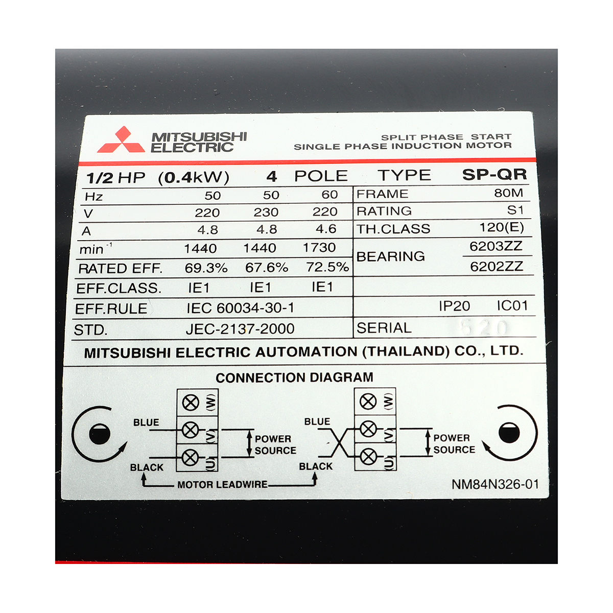 มอเตอร์ 1/2 HP 4P SP-QR MITSUBISHI รูปที่ 4