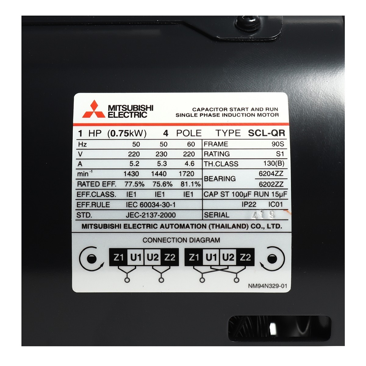 มอเตอร์ 1 HP 4P SCL-QR MITSUBISHI รูปที่ 3