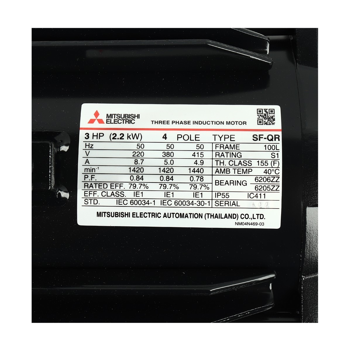 มอเตอร์ 3 HP IP-44 220/380V 4P SF-QR MITSUBISHI รูปที่ 4