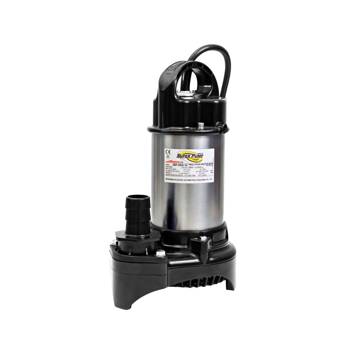 ปั๊มแช่สแตนเลส1 1/2"(1/3HP) MITSUBISHI รุ่น SSP-255S(.15) ราคา ฿4,521