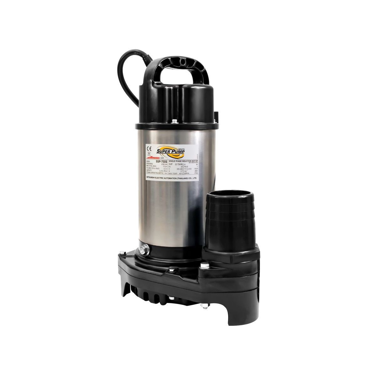 ปั๊มแช่สแตนเลส 3"(1 HP) 2สาย MITSUBISHI รุ่น SSP-755S ราคา ฿6,655