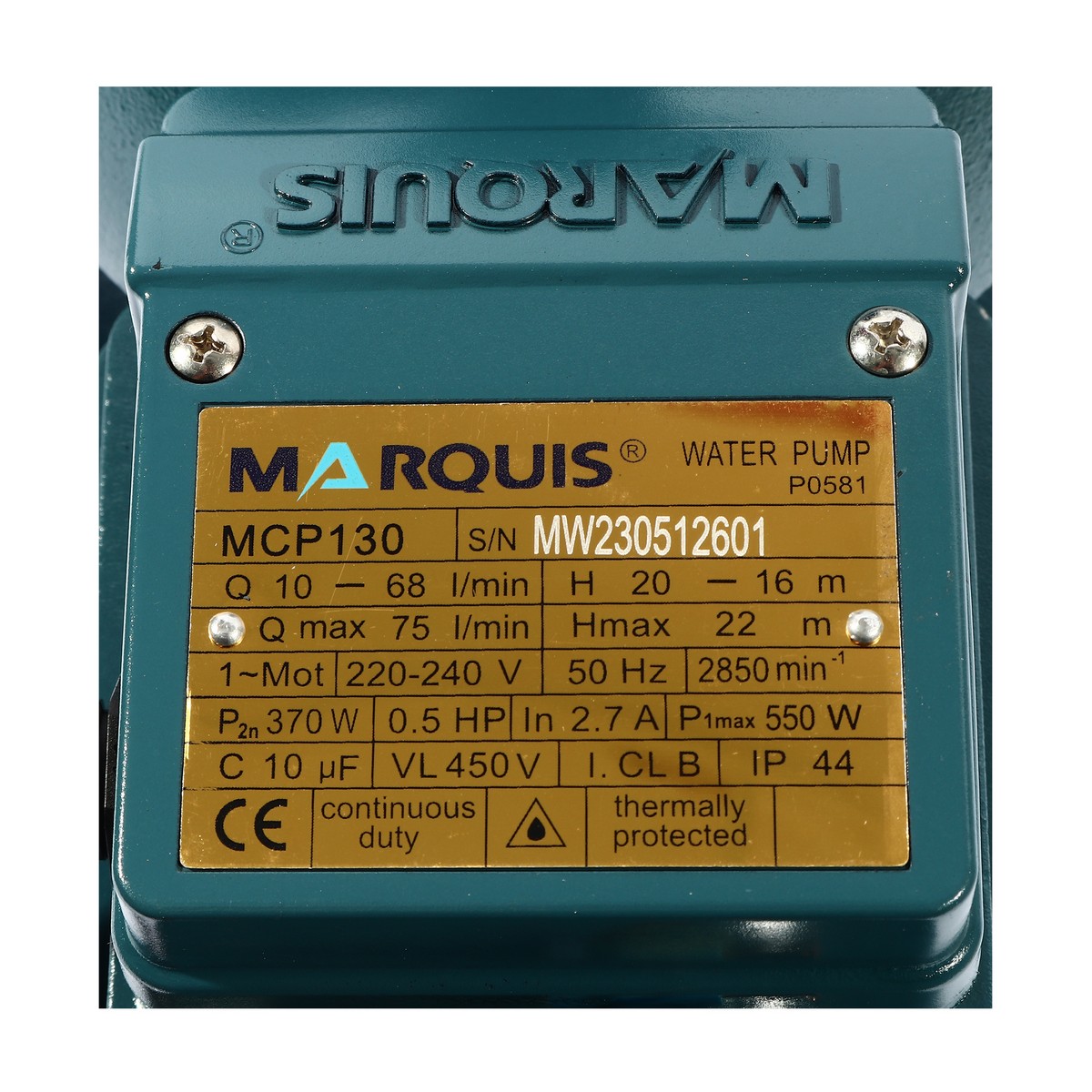 ปั๊มหอยโข่ง ท่อส่ง 1" 0.5 HP MARQUIS รุ่น MCP130 รูปที่ 4