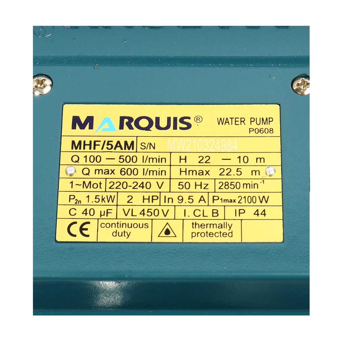 ปั๊มหอยโข่ง(MEDIUM FLOW) 2HP-2 MARQUIS รุ่น MHF/5AM-2 รูปที่ 5