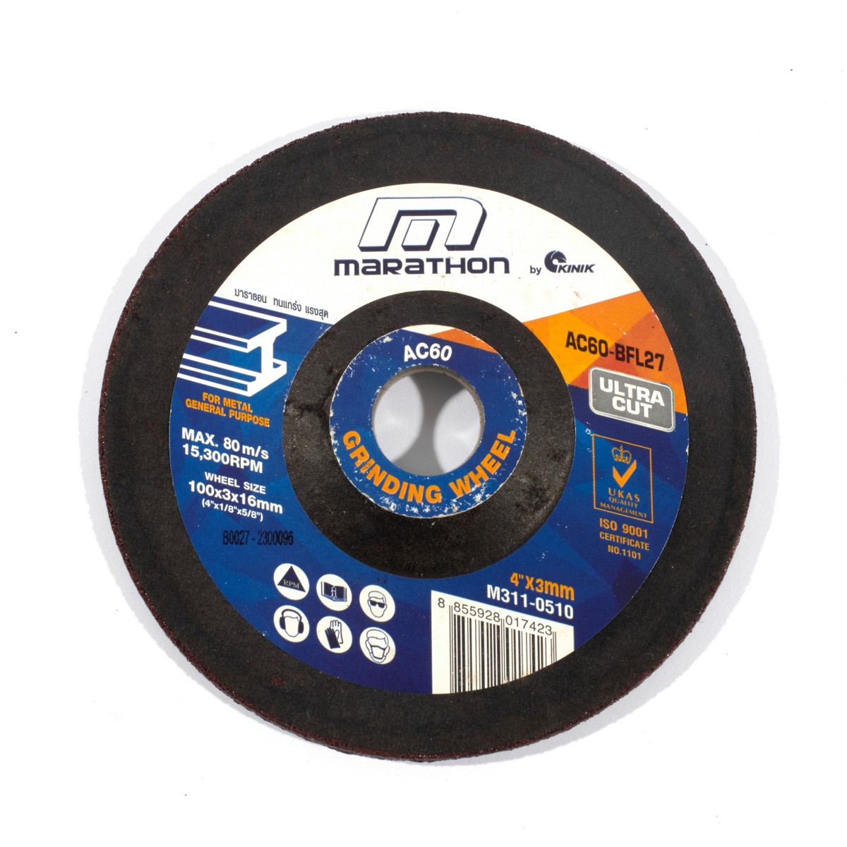 แผ่นเจียรบาง 4"X3 มิล (AC60BFL27) ULTRA MARATHON รุ่น M311-0510 ราคา ฿15.6