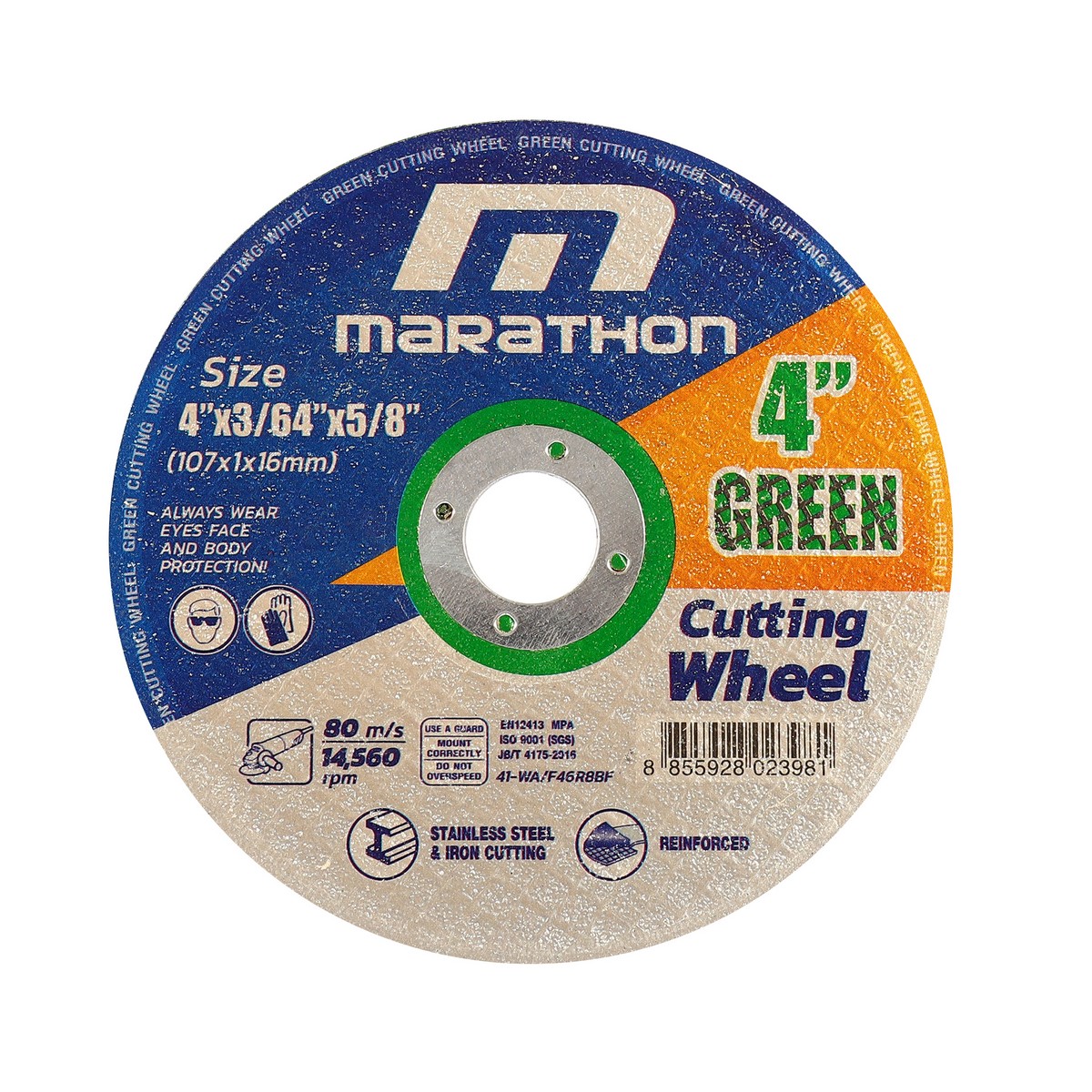 แผ่นตัดสแตนเลส 4"X1 มม. เขียว GREEN CUT MARATHON รุ่น M311-1220 ราคา ฿9