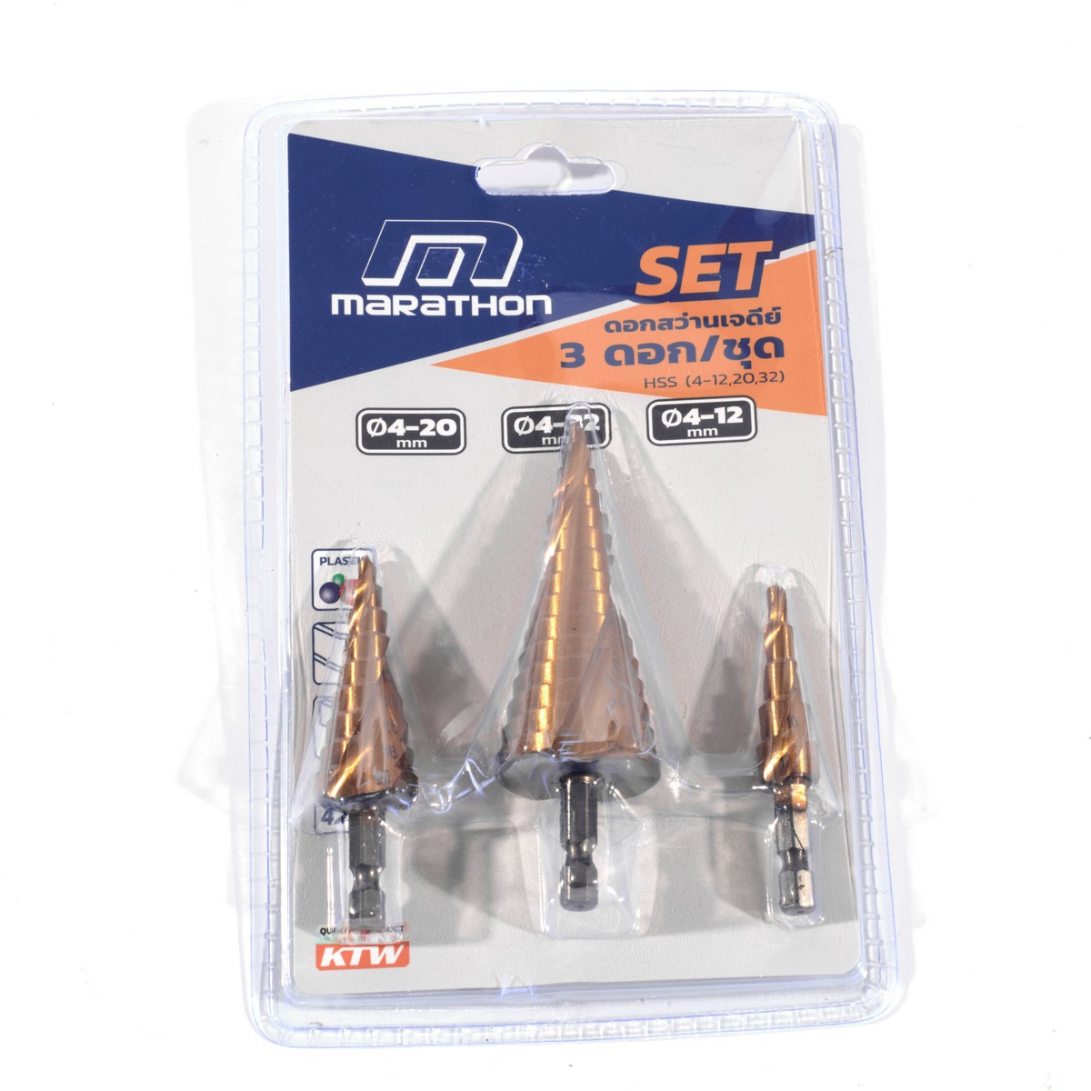 ดอกสว่านเจดีย์ 3 ดอก/ ชุด HSS(4-12,20,32) MARATHON รุ่น M316-0030 ราคา ฿180