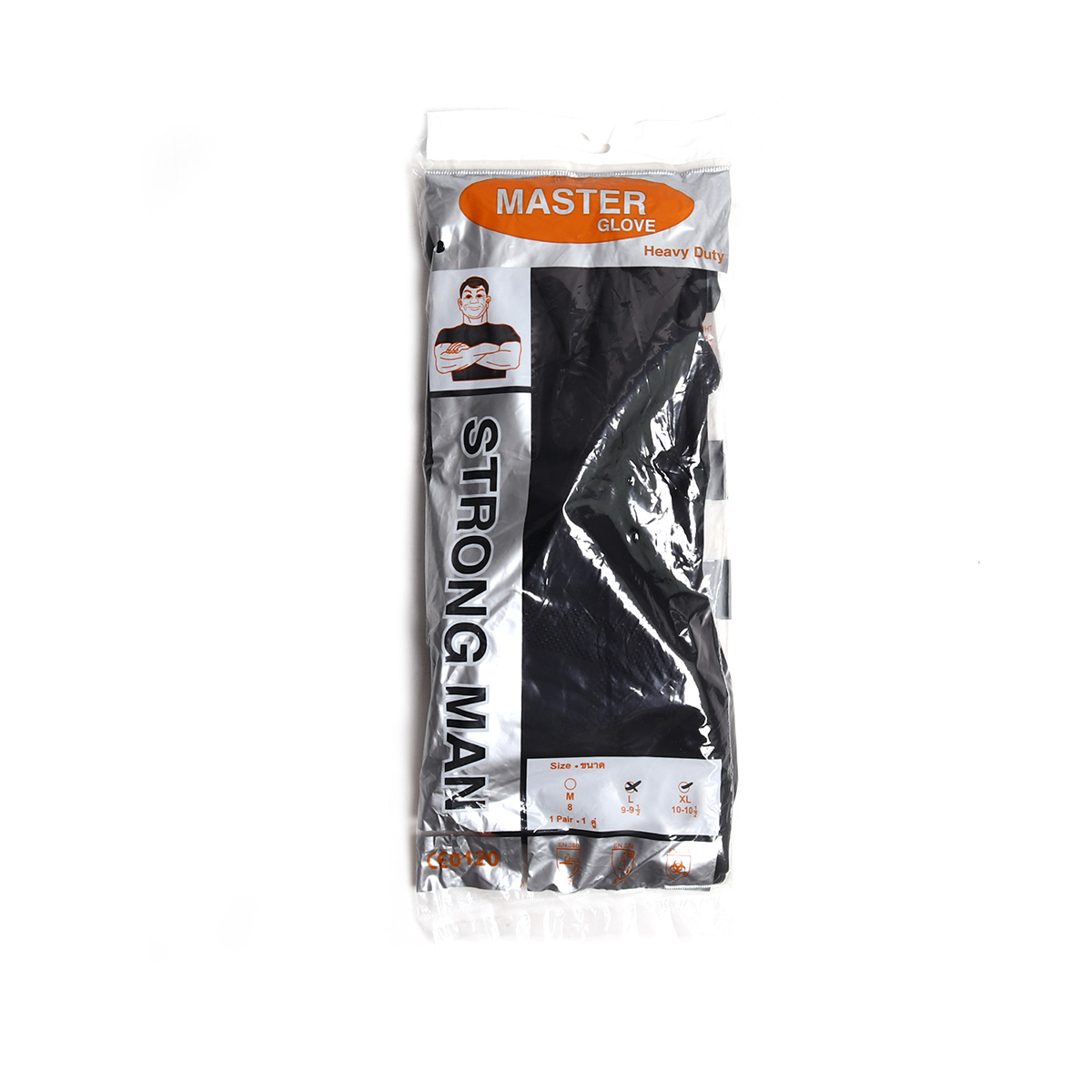 ถุงมือยางธรรมชาติ ดำ 14"ไซส์ XL STRONGMAN MASTER GLOVE รูปที่ 3