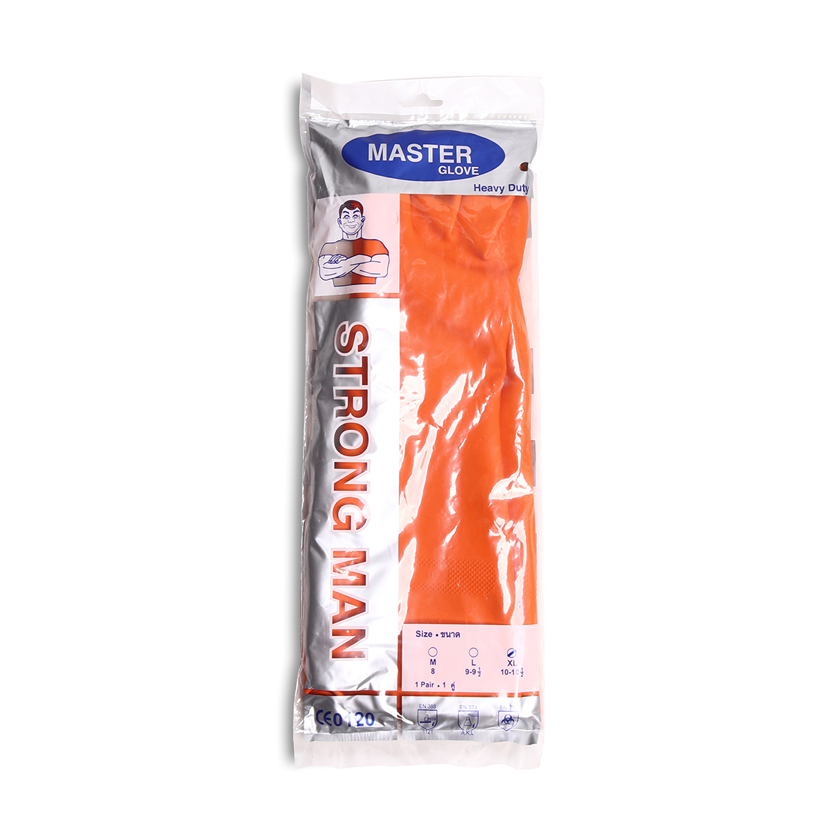 ถุงมือยางธรรมชาติ ส้ม 16"ไซส์XL STRONGMAN MASTER GLOVE รูปที่ 4