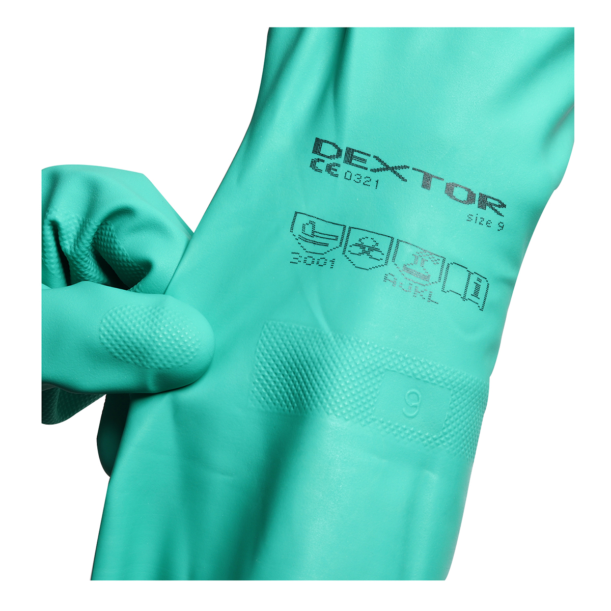 ถุงมือยางไนไตร สีเขียว ไซส์ L DEXTOR MASTER GLOVE รูปที่ 3