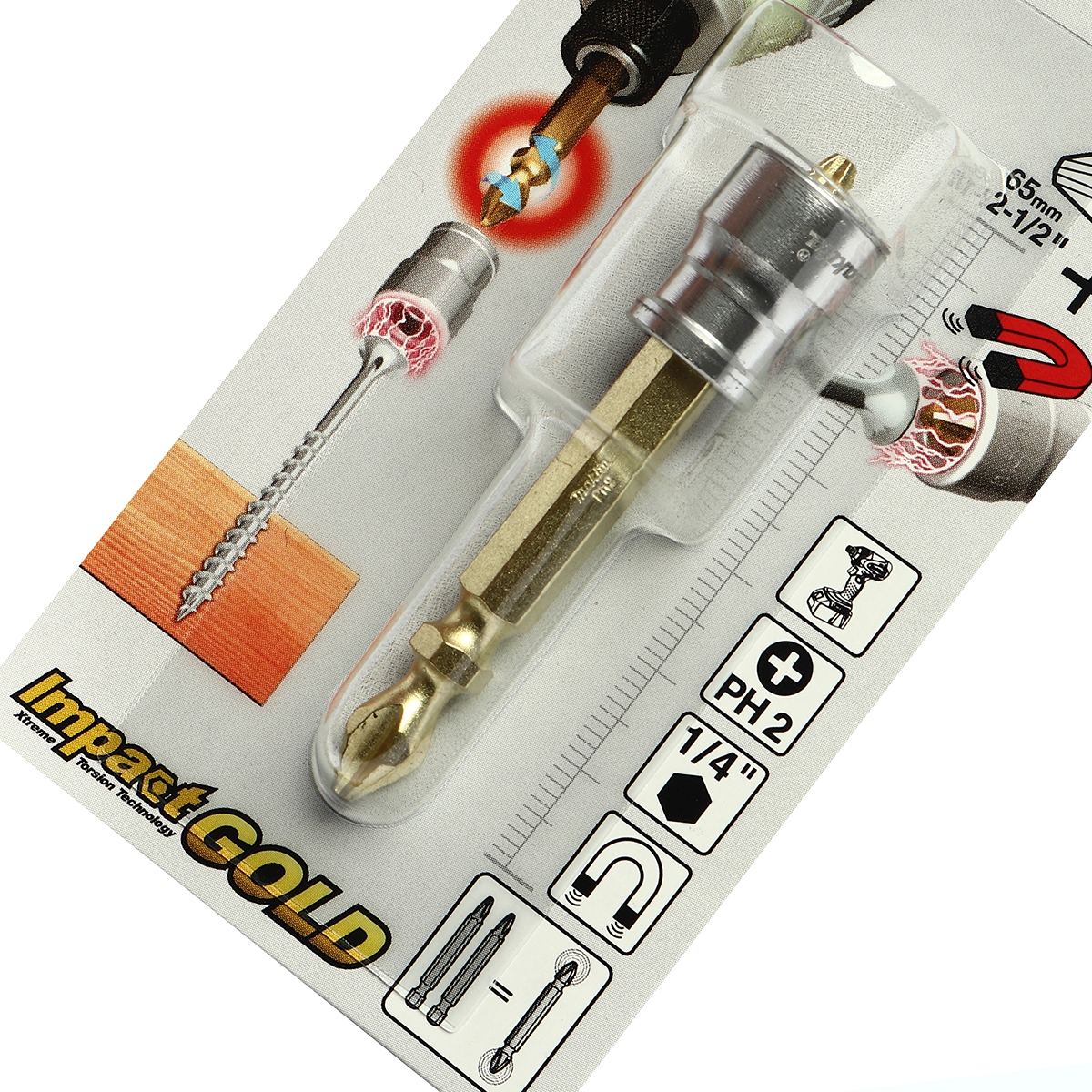 ดอกไขควง+2X65 พร้อมปลอกแม่เหล็ก B-30483 MAKITA รุ่น 000587 รูปที่ 3
