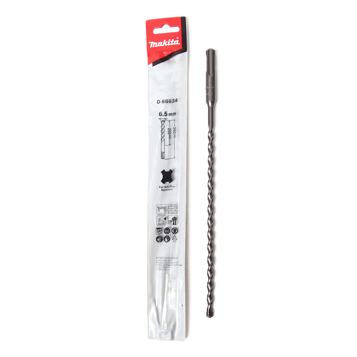 ดอกสว่านคอนกรีต SDS 2PLUS(D-66634)6.5X260 MAKITA รุ่น 002775 ราคา ฿77.25