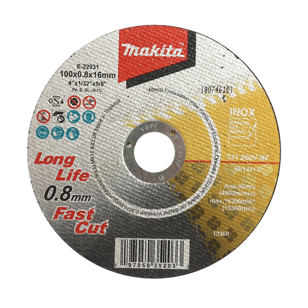 แผ่นตัด 4"X 0.8 มม. ตัดเร็ว MAKITA รุ่น E-22931 ราคา ฿41.8