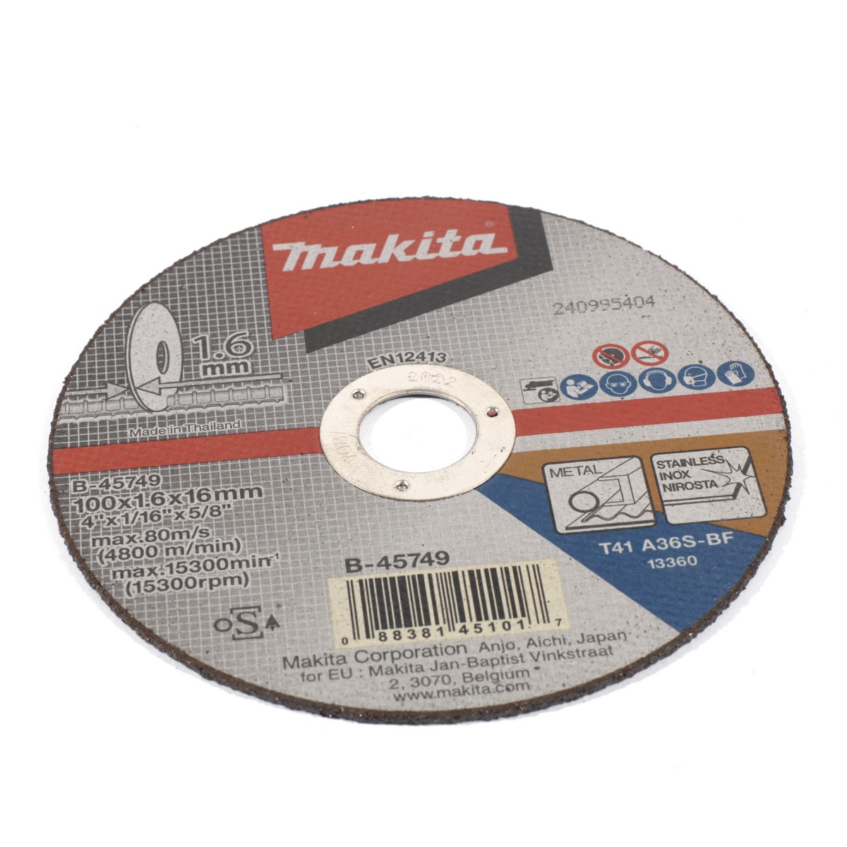 แผ่นตัด 4"X 1.6 มม. เหล็ก/SS MAKITA รุ่น B-45749 รูปที่ 2