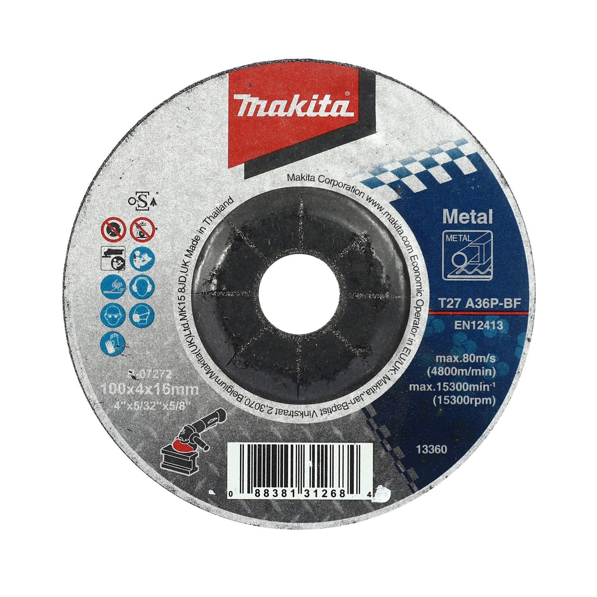 แผ่นเจียร 4X4 มม.บางA36 ดำ MAKITA รุ่น B-07272 ราคา ฿19.8