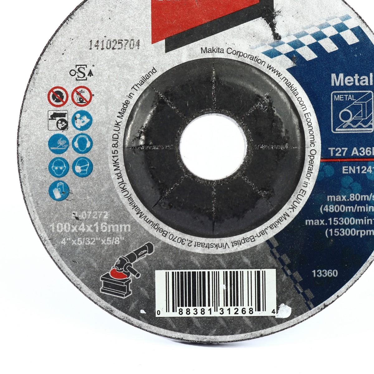 แผ่นเจียร 4X4 มม.บางA36 ดำ MAKITA รุ่น B-07272 รูปที่ 2