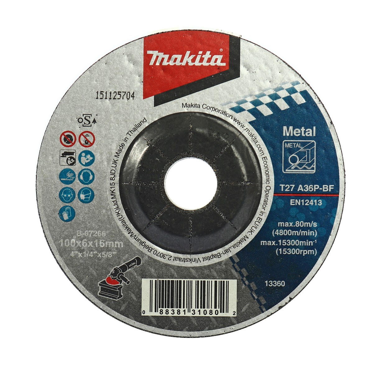 แผ่นเจียร 4X6 มม.หนา ดำA36 MAKITA รุ่น B-07266 ราคา ฿27.6