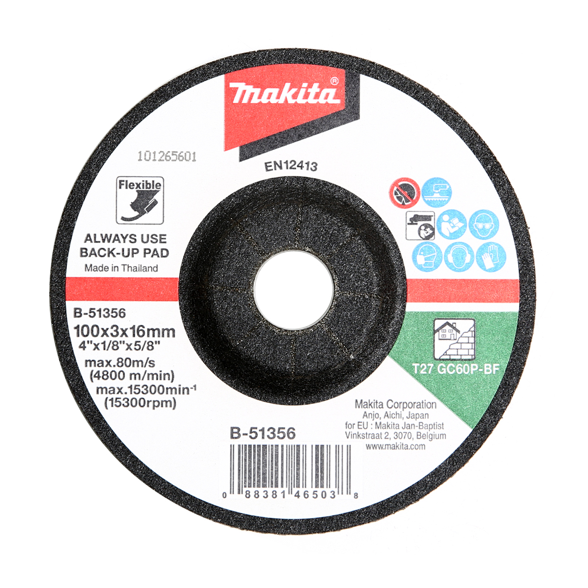 ใบเจียรกระจก/หิน 4" อ่อนตัวGC60 MAKITA รุ่น B-51356 ราคา ฿35.2