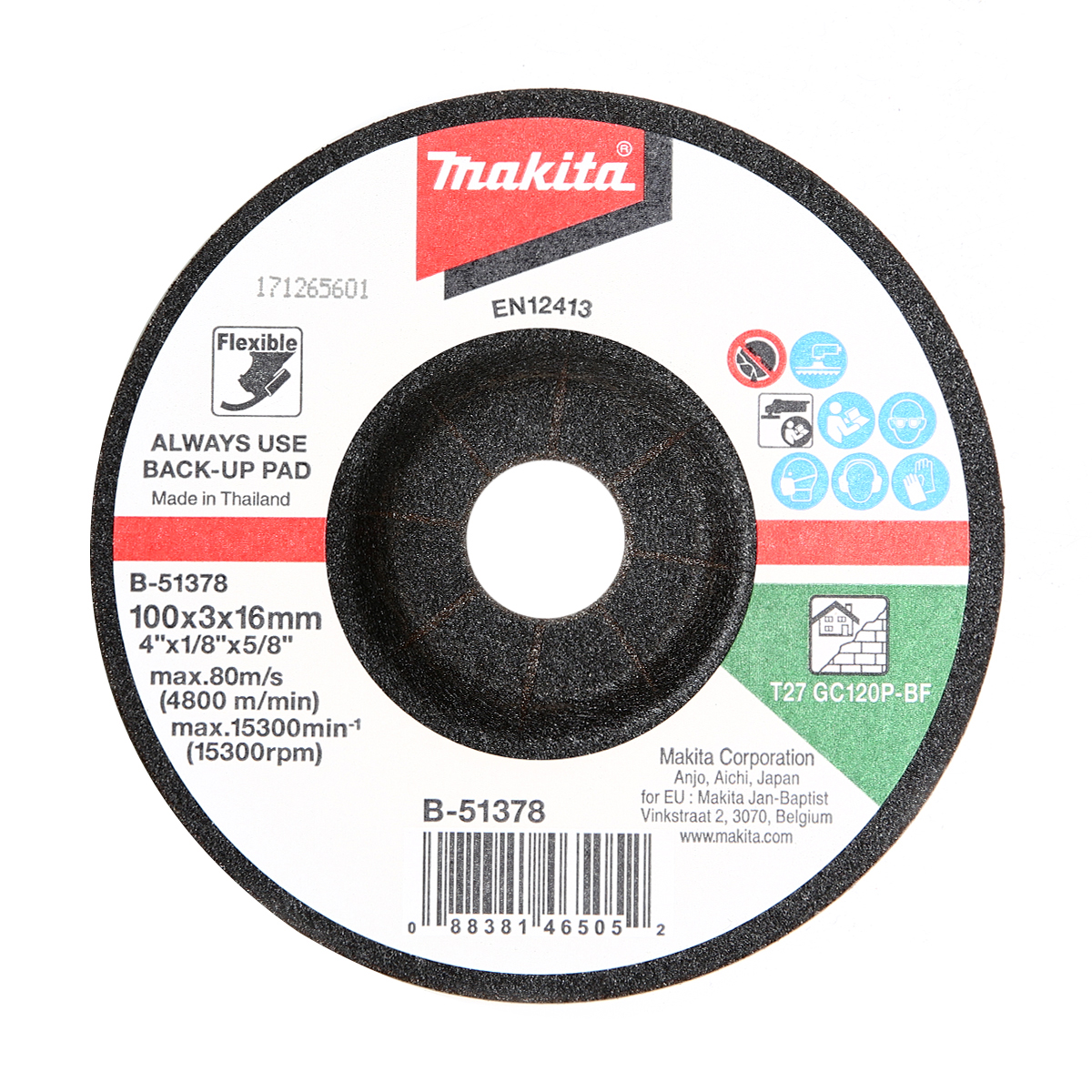 ใบเจียรกระจก/หิน 4" อ่อนตัว MAKITA รุ่น GC120 ราคา ฿34.1