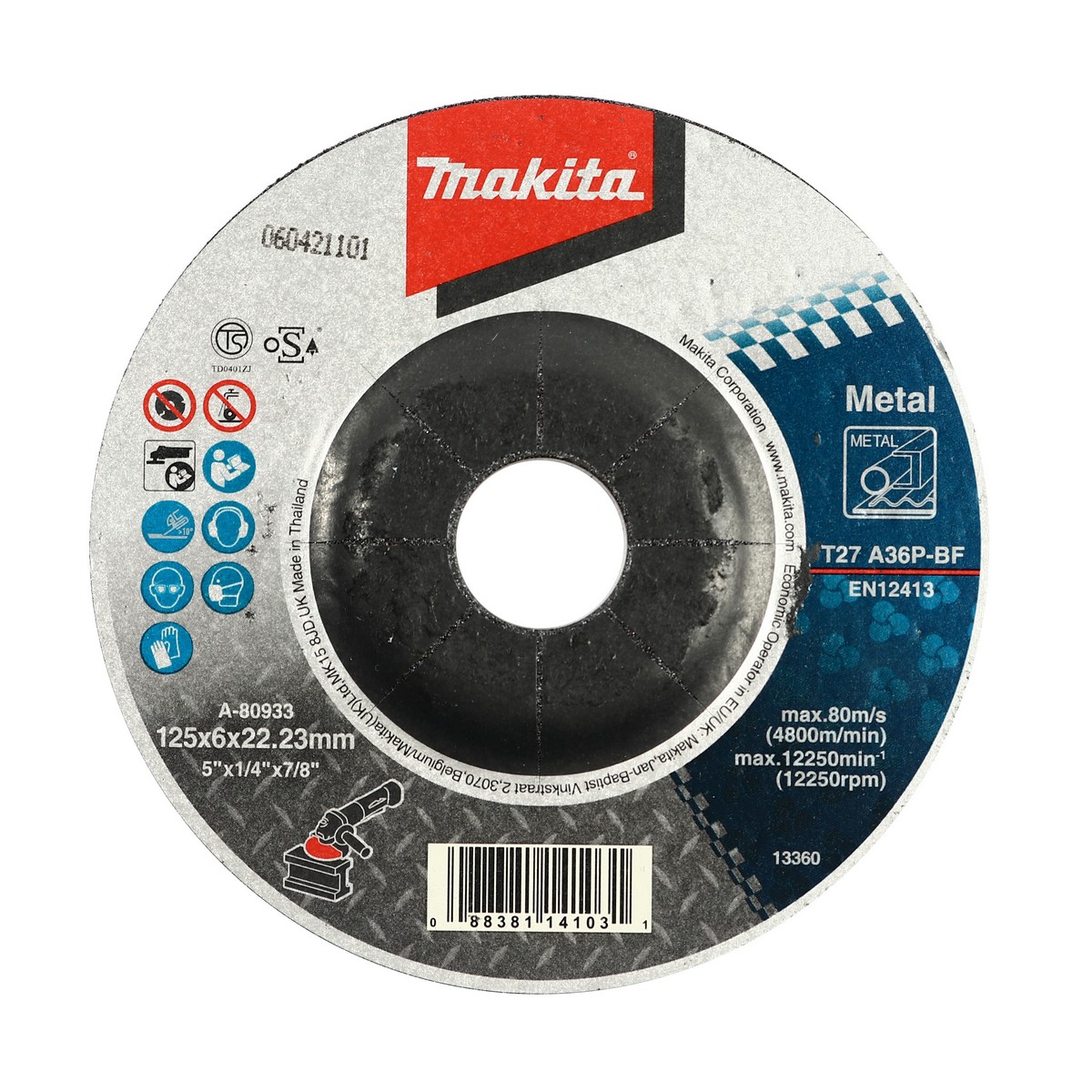 แผ่นเจียร 5X6 มม. หนาA36 ดำ MAKITA รุ่น A-80933 ราคา ฿36.3