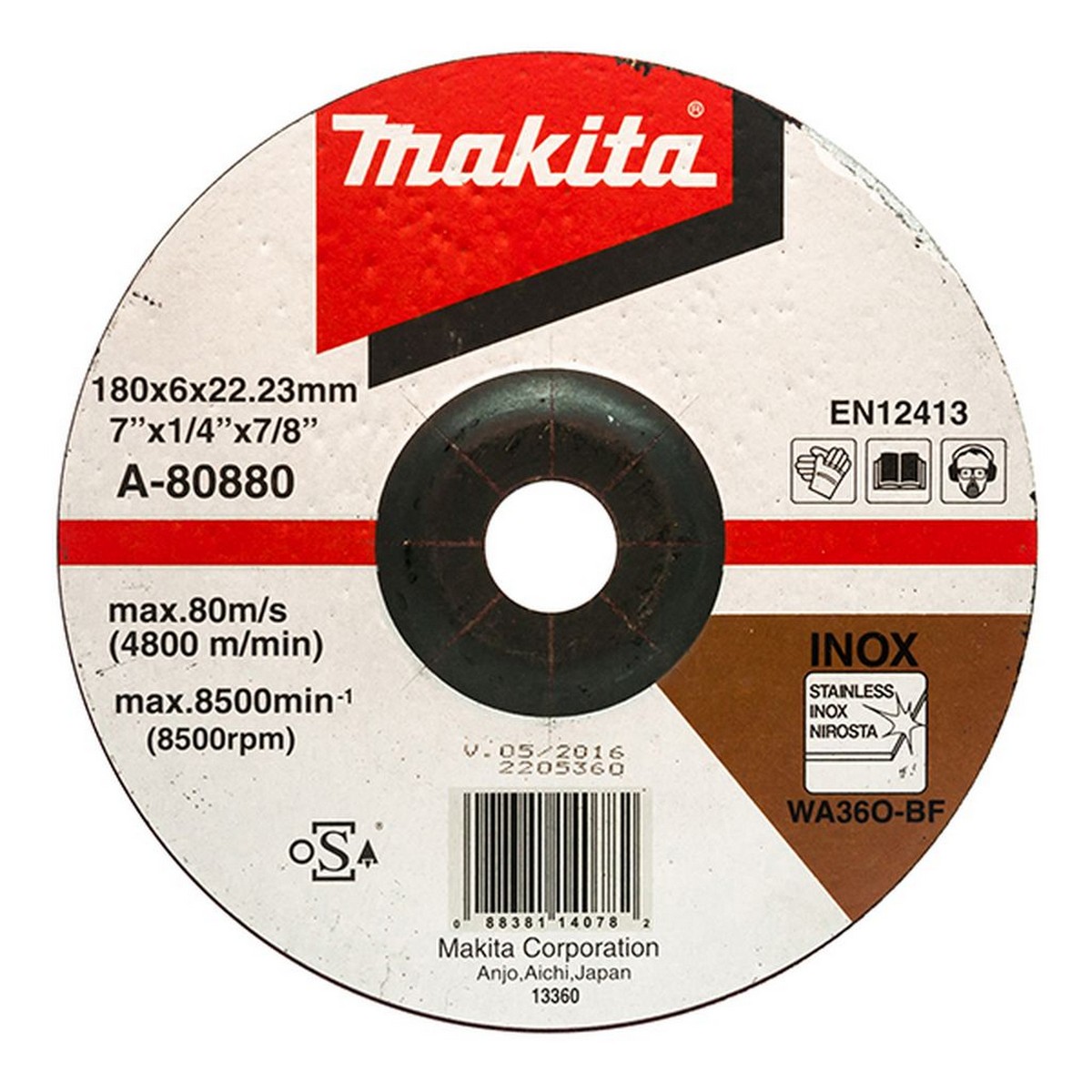 แผ่นเจียร 7X6 มม. หนาWA36 แดง MAKITA รุ่น A-80880 ราคา ฿77