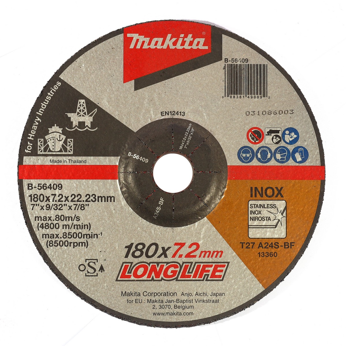 แผ่นเจียร 7" X 7.2 มม.A24S HEAVY MAKITA รุ่น B-56409 ราคา ฿110