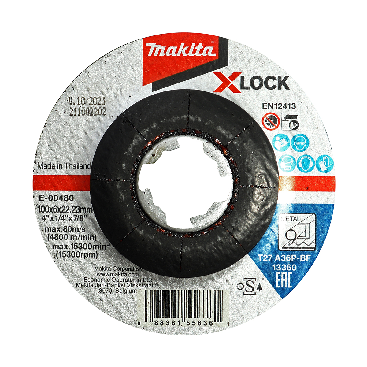 แผ่นเจียร 4"X6 มม. ดำ X-LOCK MAKITA รุ่น E-00480 ราคา ฿34.1