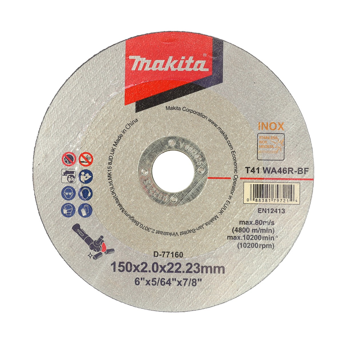 แผ่นตัด 6"X2MM เหล็ก/SS-ECO-INOX MAKITA รุ่น D-77160 ราคา ฿37.4