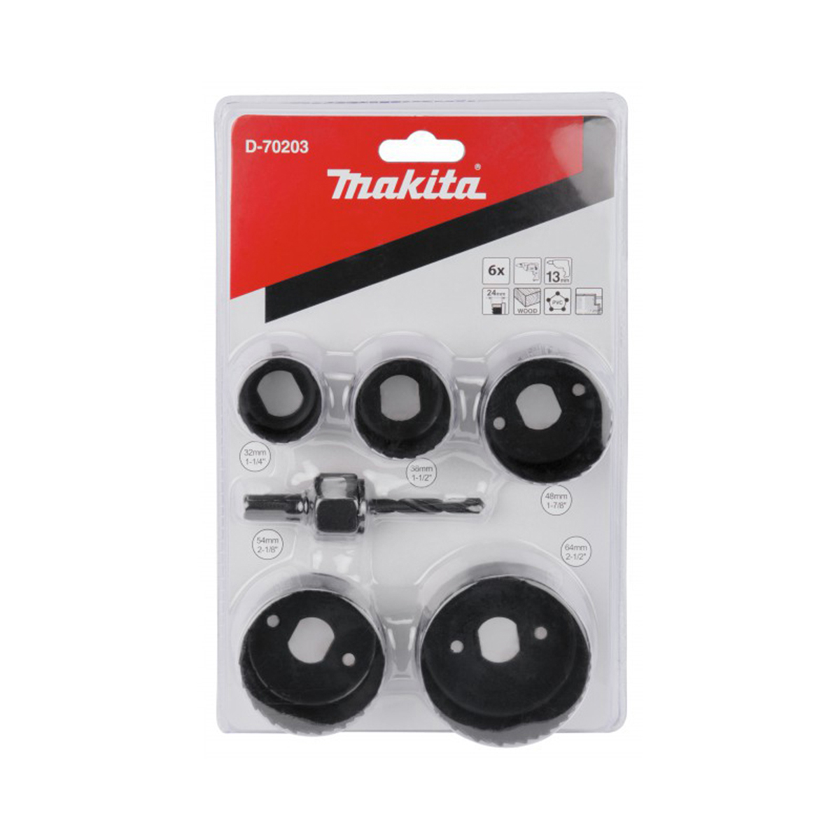 ชุด HOLE SAW ไม้ 32,38,48,54,64MM D-70203 MAKITA รุ่น 006000 รูปที่ 2