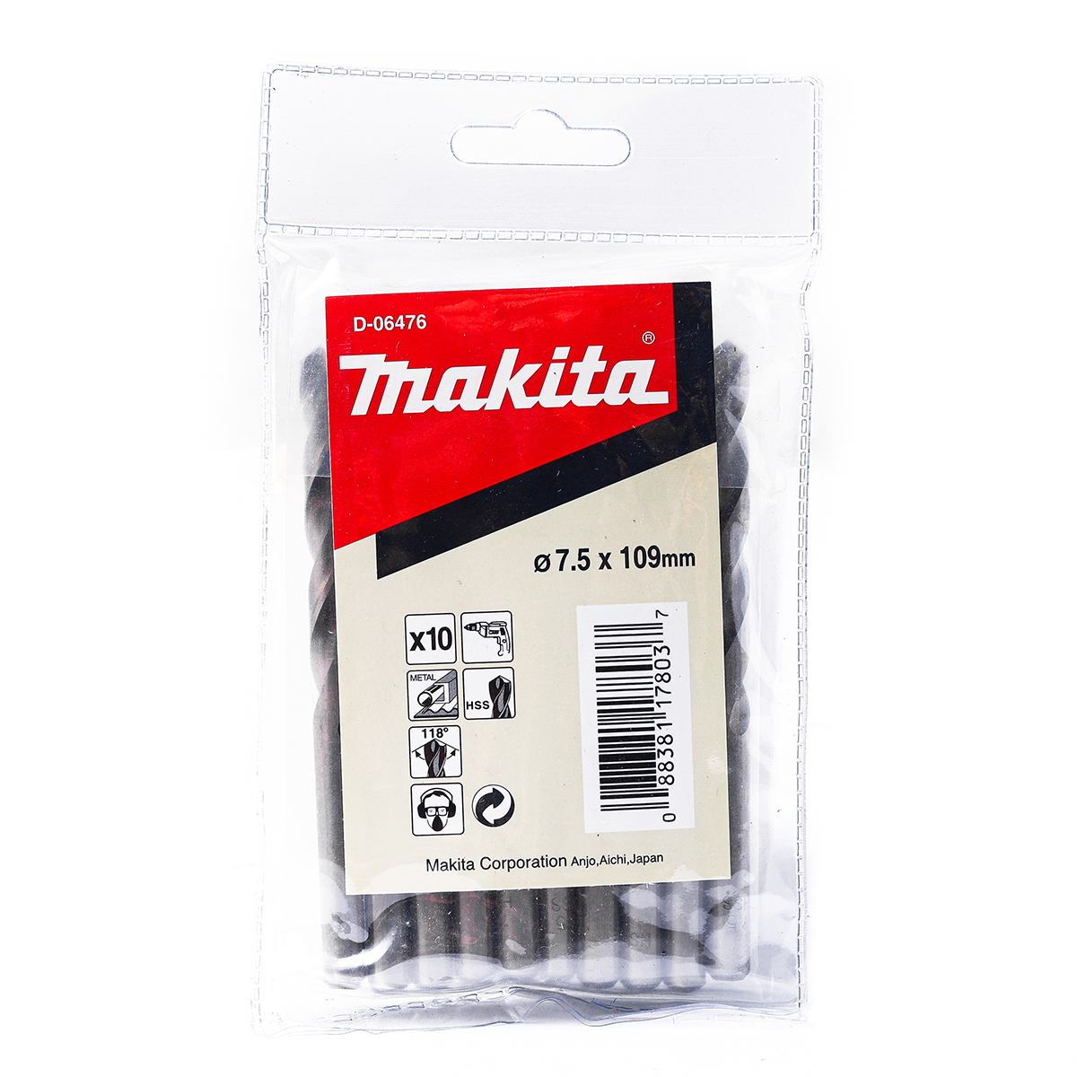 ดอกเจาะเหล็ก 7.5 มม.(D-06476) MAKITA รุ่น 007230 ราคา ฿675.68