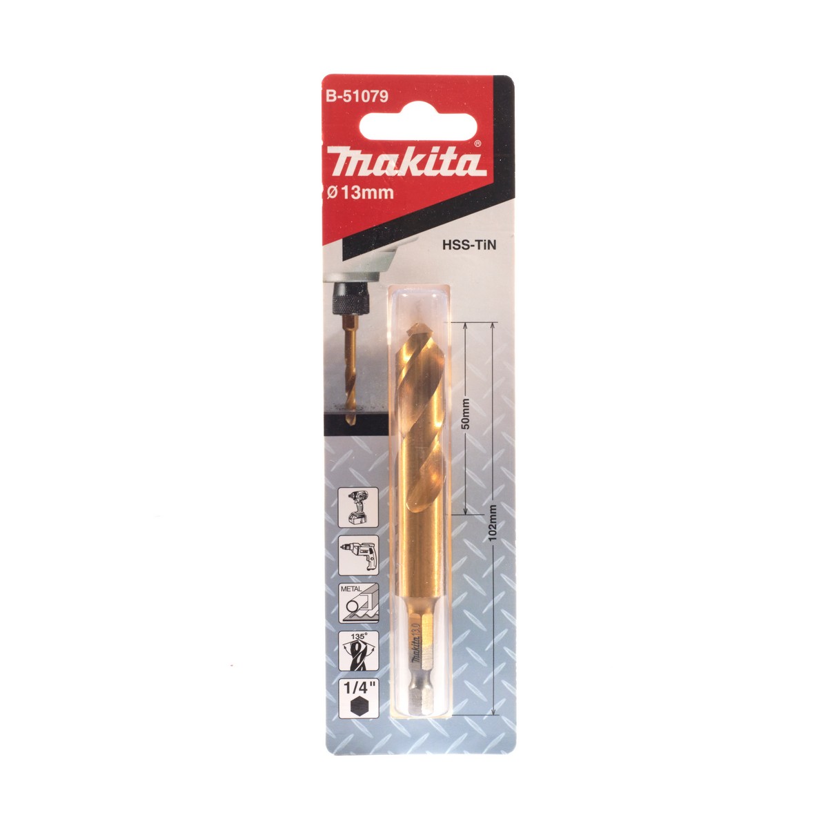 ดอกเจาะเหล็กก้านหกเหลี่ยม 13 มม.(B-51079) MAKITA รุ่น 007982 ราคา ฿319.3