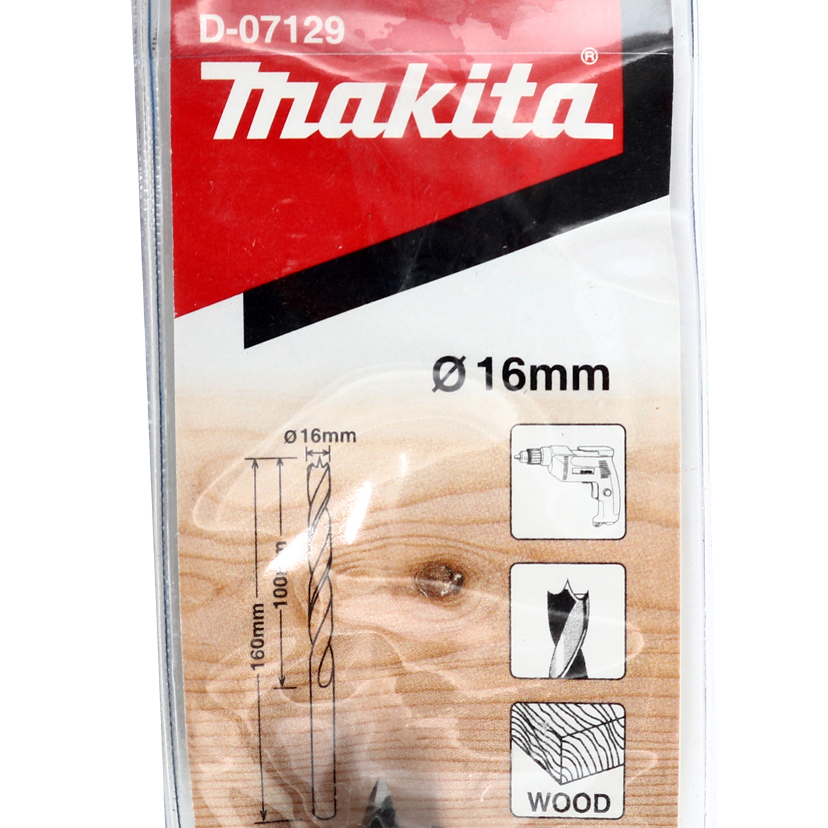 ดอกเจาะไม้ก้านกลม 16 X 160 มม. D-07129 MAKITA รุ่น 009010 รูปที่ 2