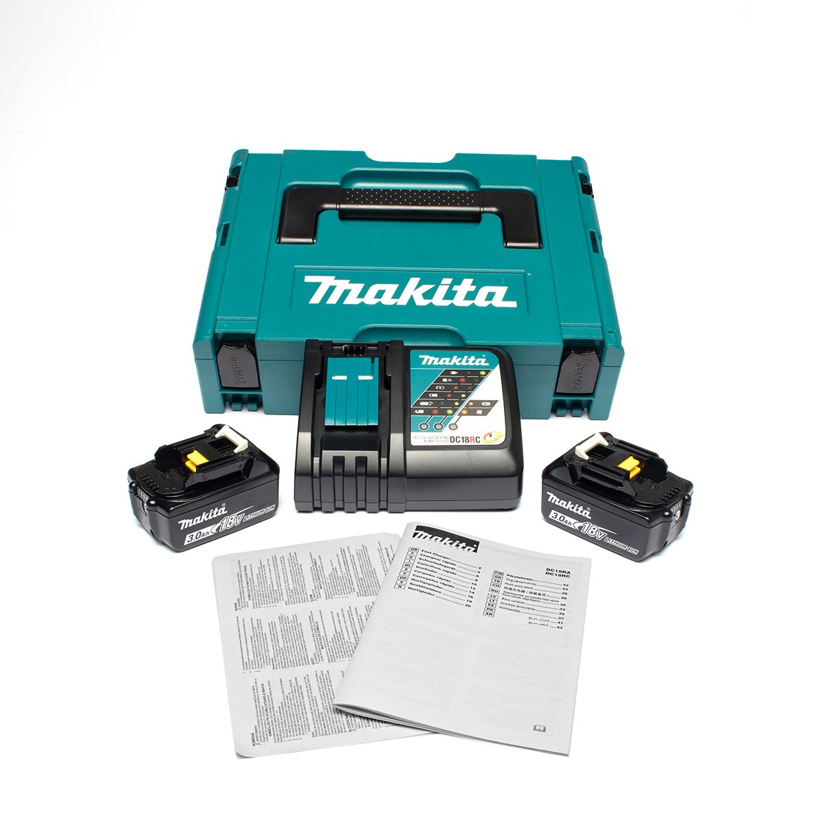MAKITA 18V Battery and Charger Set Model MKP1RF182: Battery BL1830B X2 + Rapid Charger DC18RC + MAKPAC Tool Case photo 2