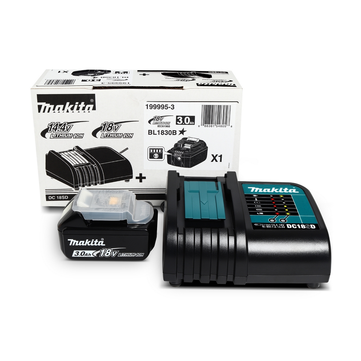 MAKITA 18V Battery Set 3.0Ah x 1 with Standard Charger DC18SD x 1, Set Includes: BL1830B 18V Lithium-Ion Battery 3.0 Ah x 1 PCS + DC18SD 14.4V - 18V Standard Battery Charger x 1 PCS photo 5
