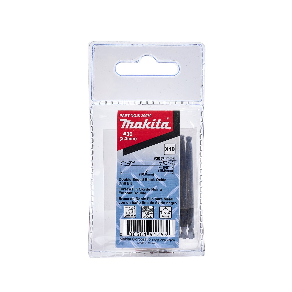 ดอกสว่าน HSS2 หัว#30 รีเว็ท NO.4(10PCS/1PAC) MAKITA รุ่น B-29979 ราคา ฿298.7