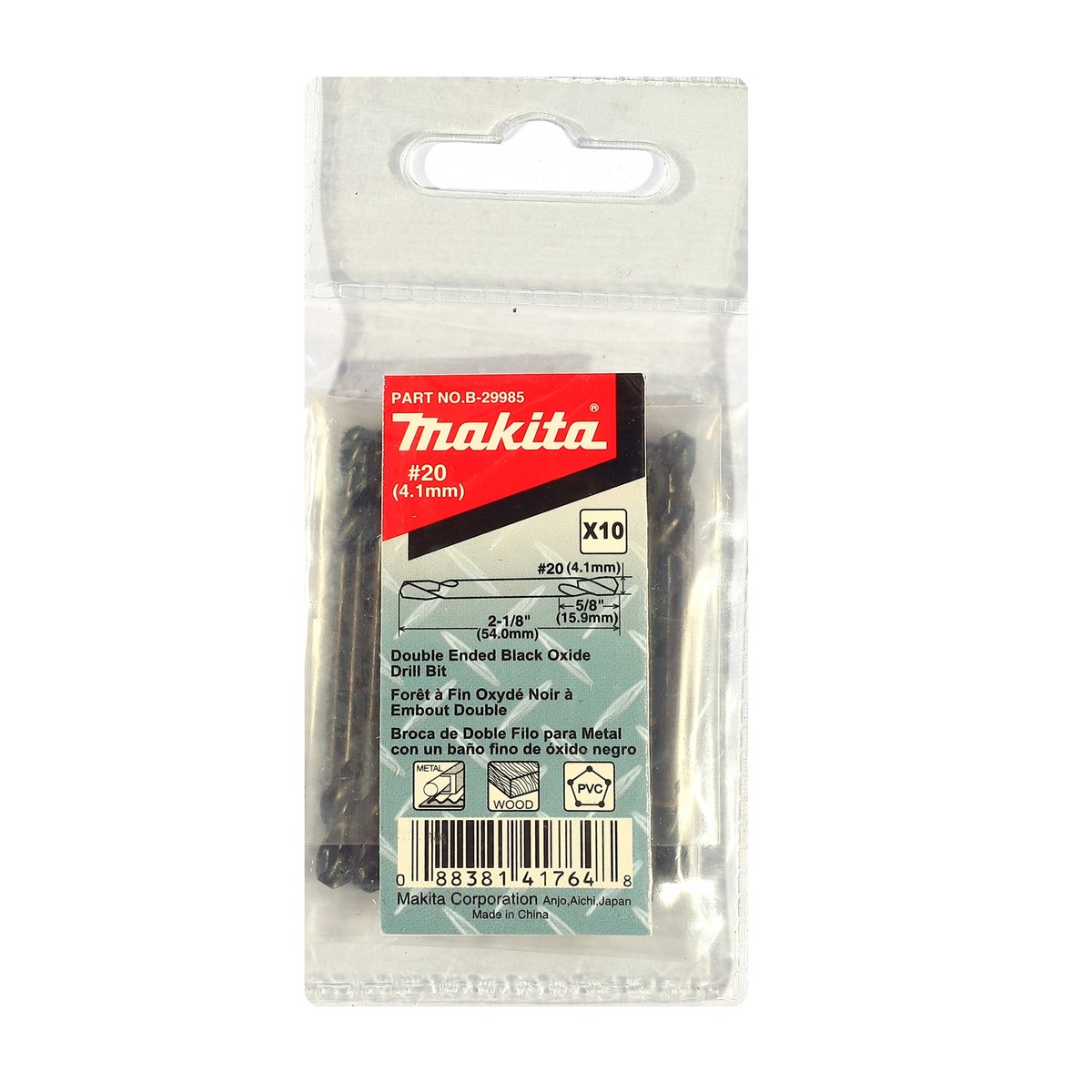 ดอกสว่าน HSS2 หัว#20 รีเว็ท NO.5(10PCS/1PAC) MAKITA รุ่น B-29985 ราคา ฿206