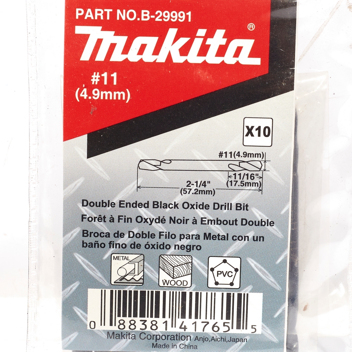 ดอกสว่าน HSS2 หัว#11 รีเว็ท NO.6(10PCS/1PAC) MAKITA รุ่น B-29991 รูปที่ 3