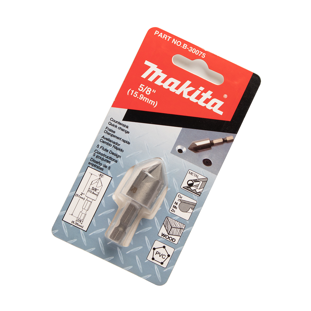 ดอก COUNTERSINK 82 องศา 5/8" ก้าน HEX TIN MAKITA รุ่น B-30075 ราคา ฿349.17