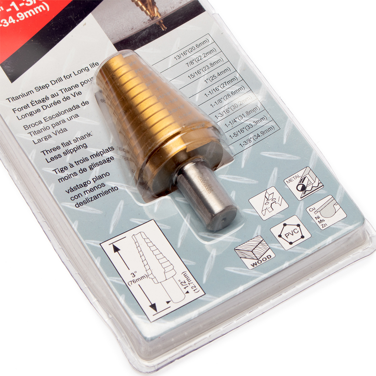 ดอก STEP DRILL 13/16" - 1-3/8" ตรง TI-N MAKITA รุ่น B-31077 รูปที่ 3