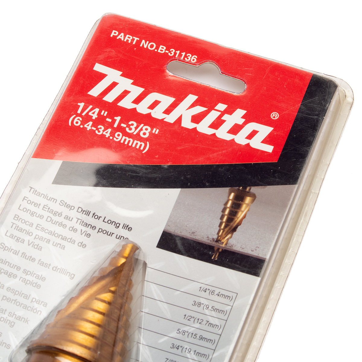 ดอก STEP DRILL 1/4" - 1-3/8" เกลียว TI-N MAKITA รุ่น B-31136 รูปที่ 2