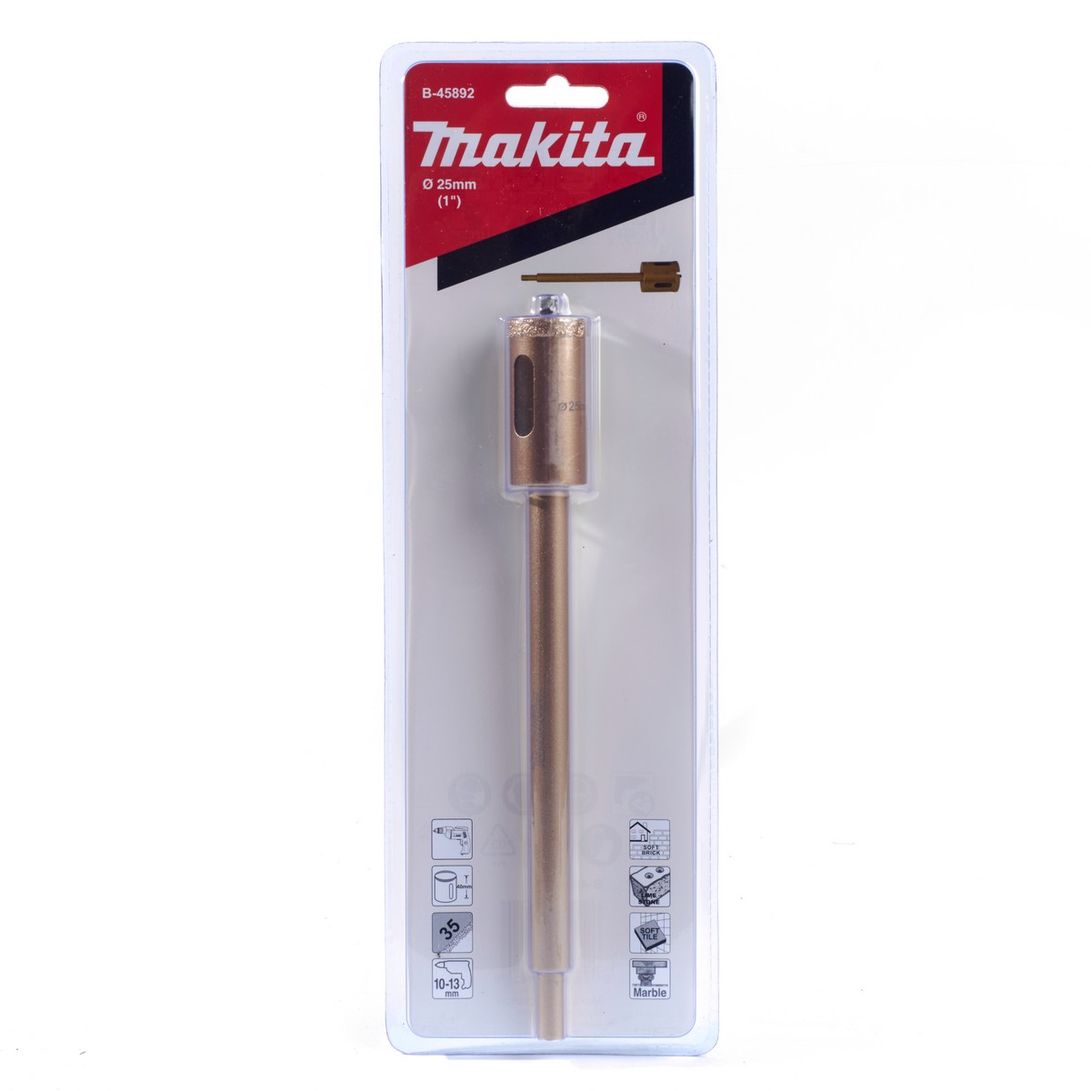 กระบอกเจาะหินอ่อน+แกนสว่าน 25 มิล MAKITA รุ่น B-45892 ราคา ฿1,247.33