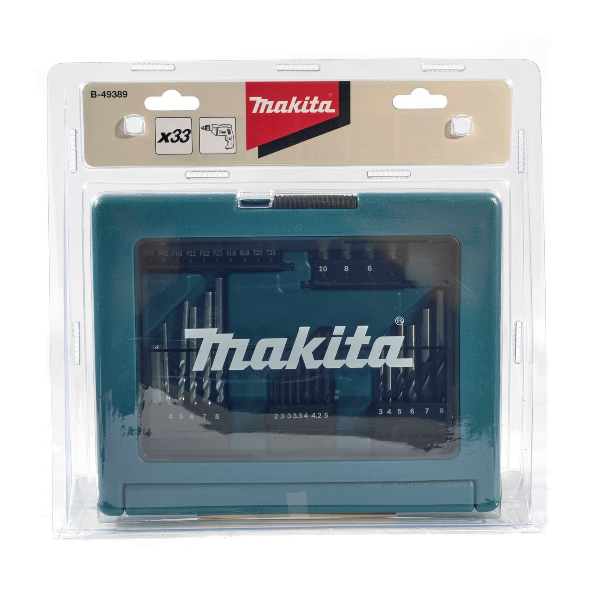 ดอกสว่านเหล็ก/ไม้/ปูน,ไขควง 33PCS MAKITA รุ่น B-49389 ราคา ฿860.05