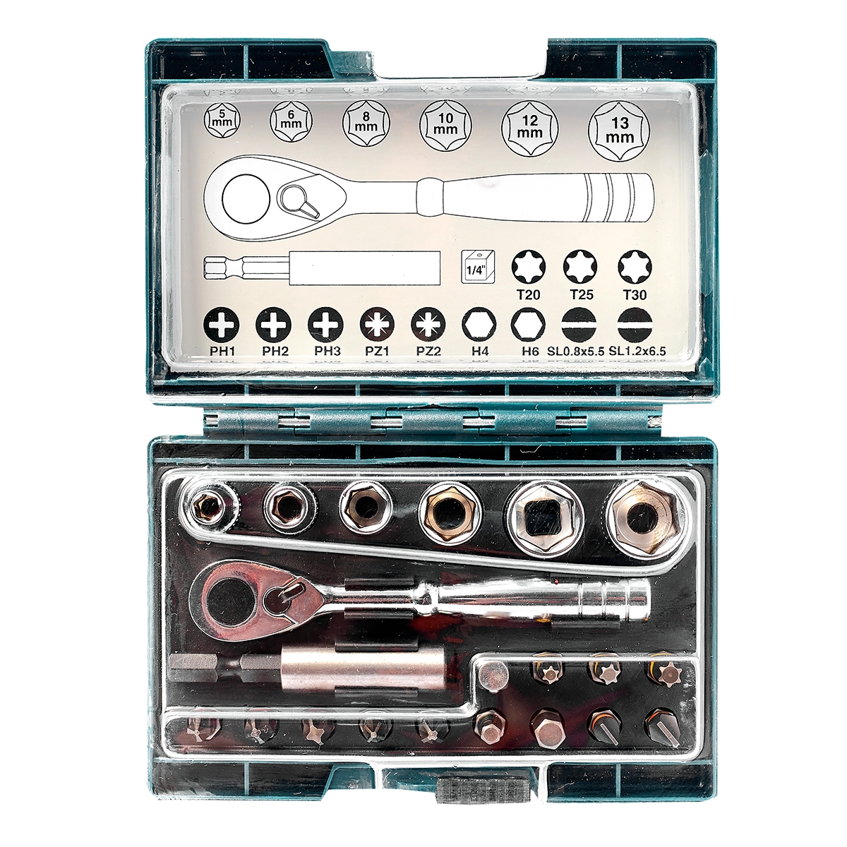 ชุดก๊อกแก๊ก 1/4"+ดอกไขควง 21 PCS MAKITA รุ่น B-54081 รูปที่ 2