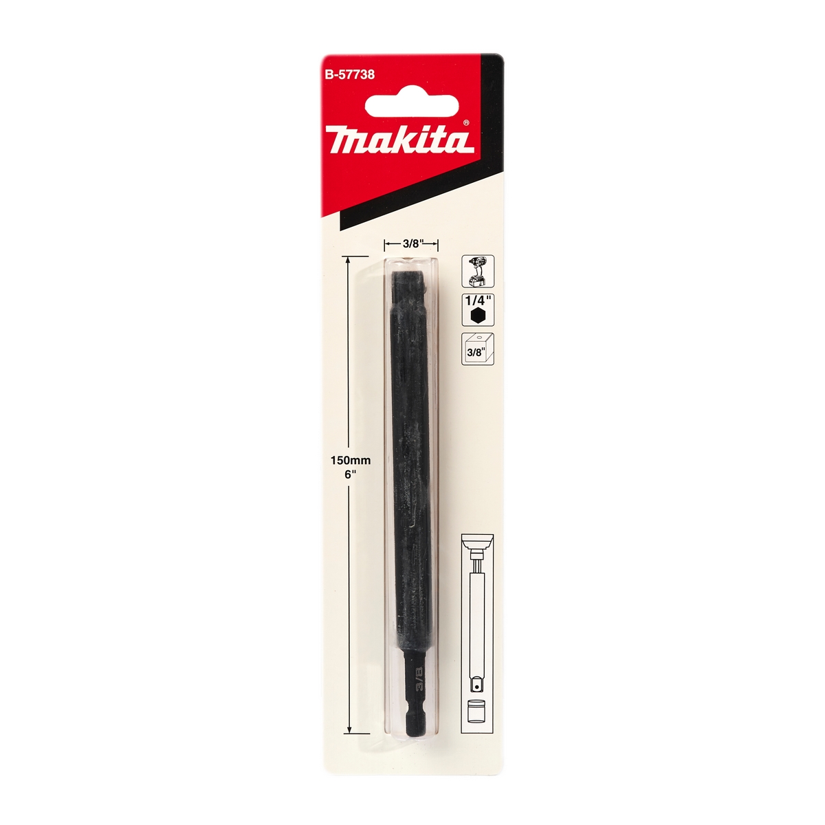 MAKITA B-57738 Socket Extension Bar HEX-SQ 3/8" 150MM price ฿65.92