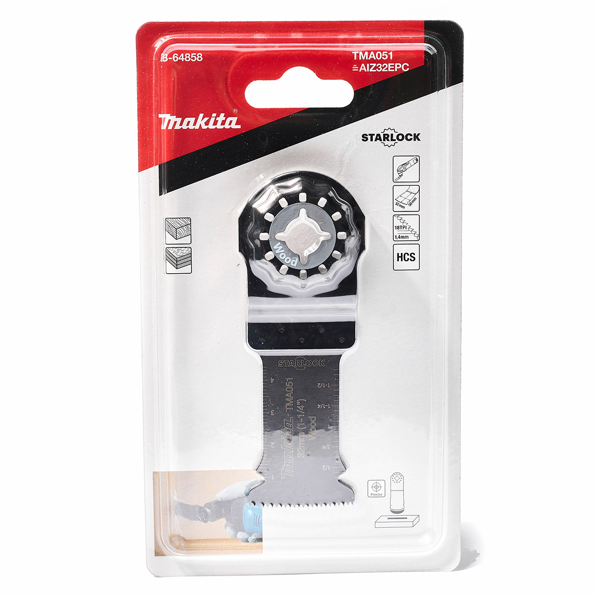 ใบตัดเหลี่ยมไม้ 32X50MM HCS MAKITA รุ่น TMA051 ราคา ฿474.1