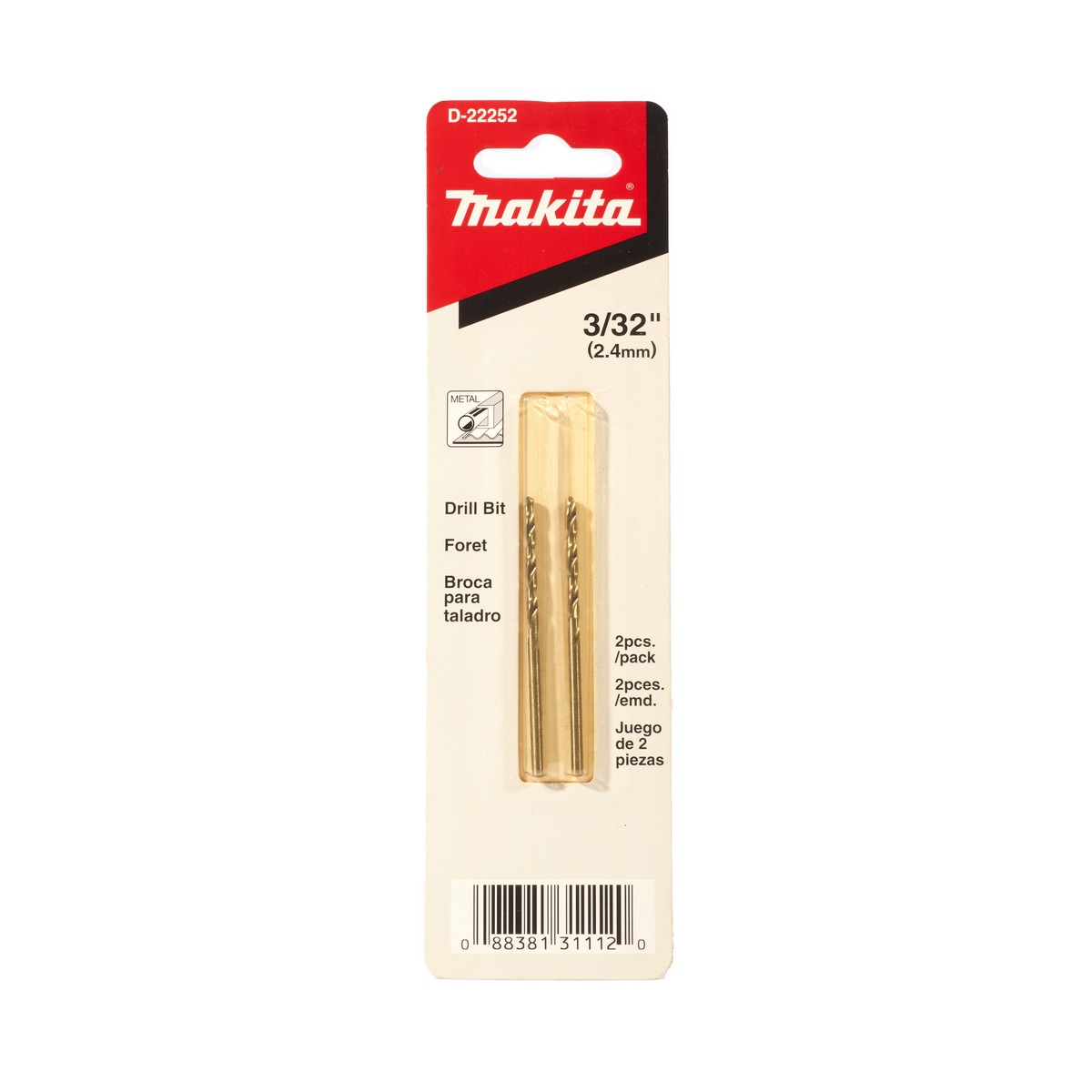 ดอกเจาะเหล็ก HSS-G 3/32" (2 ดอก) MAKITA รุ่น D-22252 ราคา ฿57.68