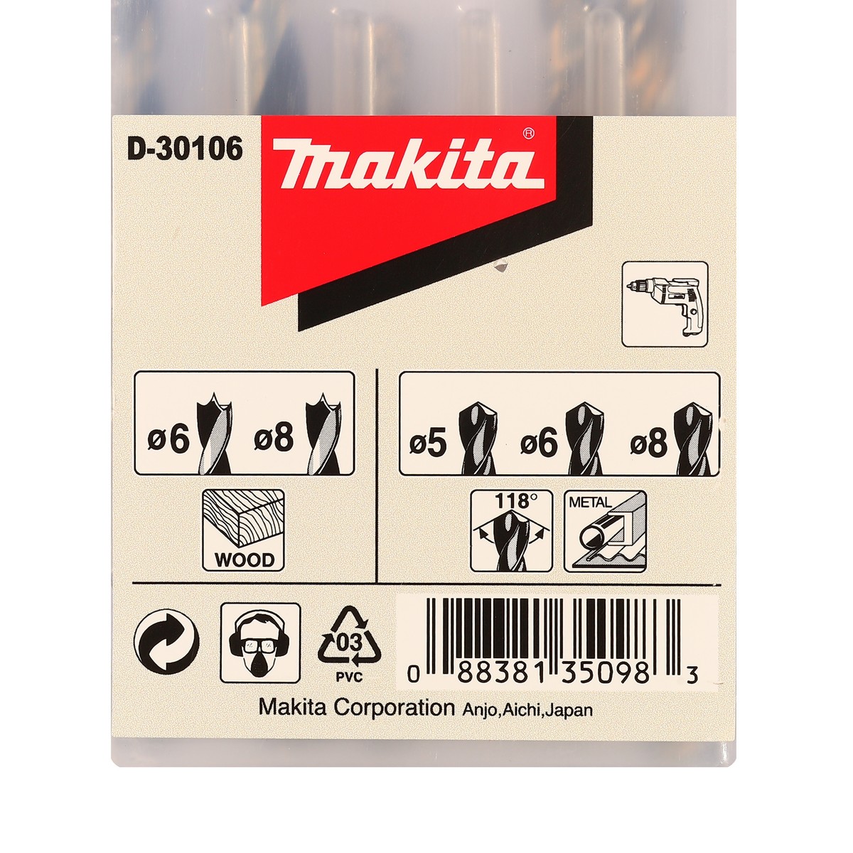 ชุดดอกเจาะไม้, เหล็ก (5PCS/SET) MAKITA รุ่น D-30106 รูปที่ 3
