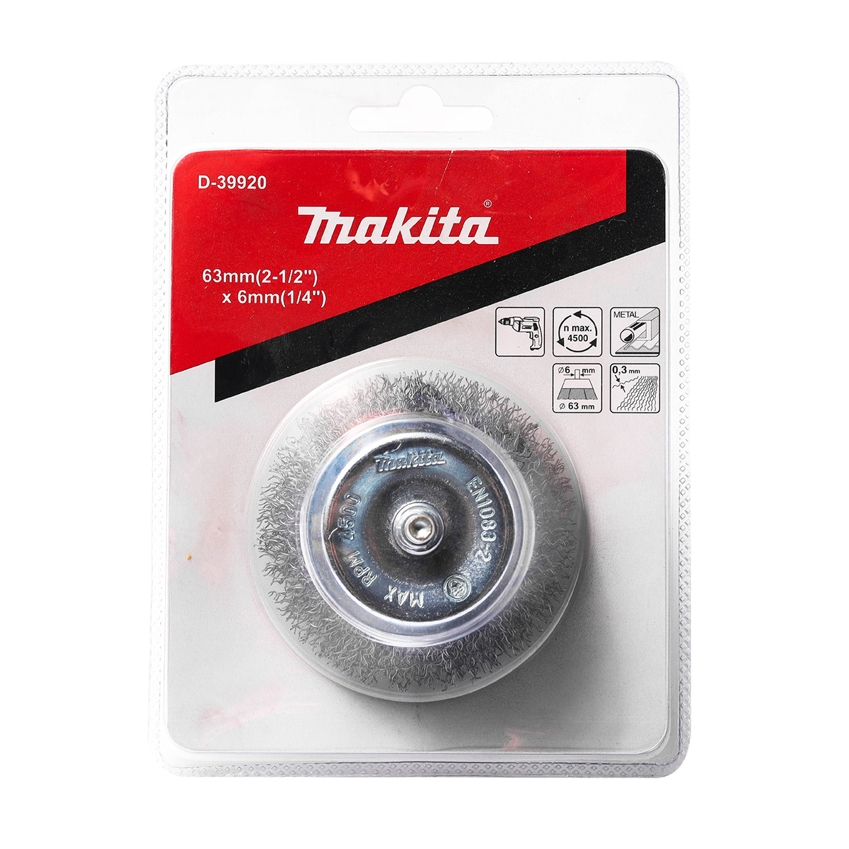 แปรงลวดถ้วยมีแกน 63 MM (TT) MAKITA รุ่น D-39920 ราคา ฿52.53