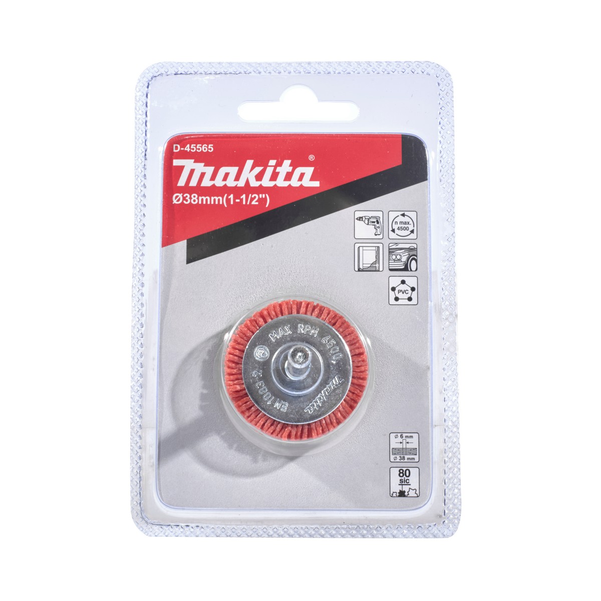 ล้อแปรงไนลอน-หยาบ(สีส้ม) 38 MM MAKITA รุ่น D-45565 ราคา ฿74.16